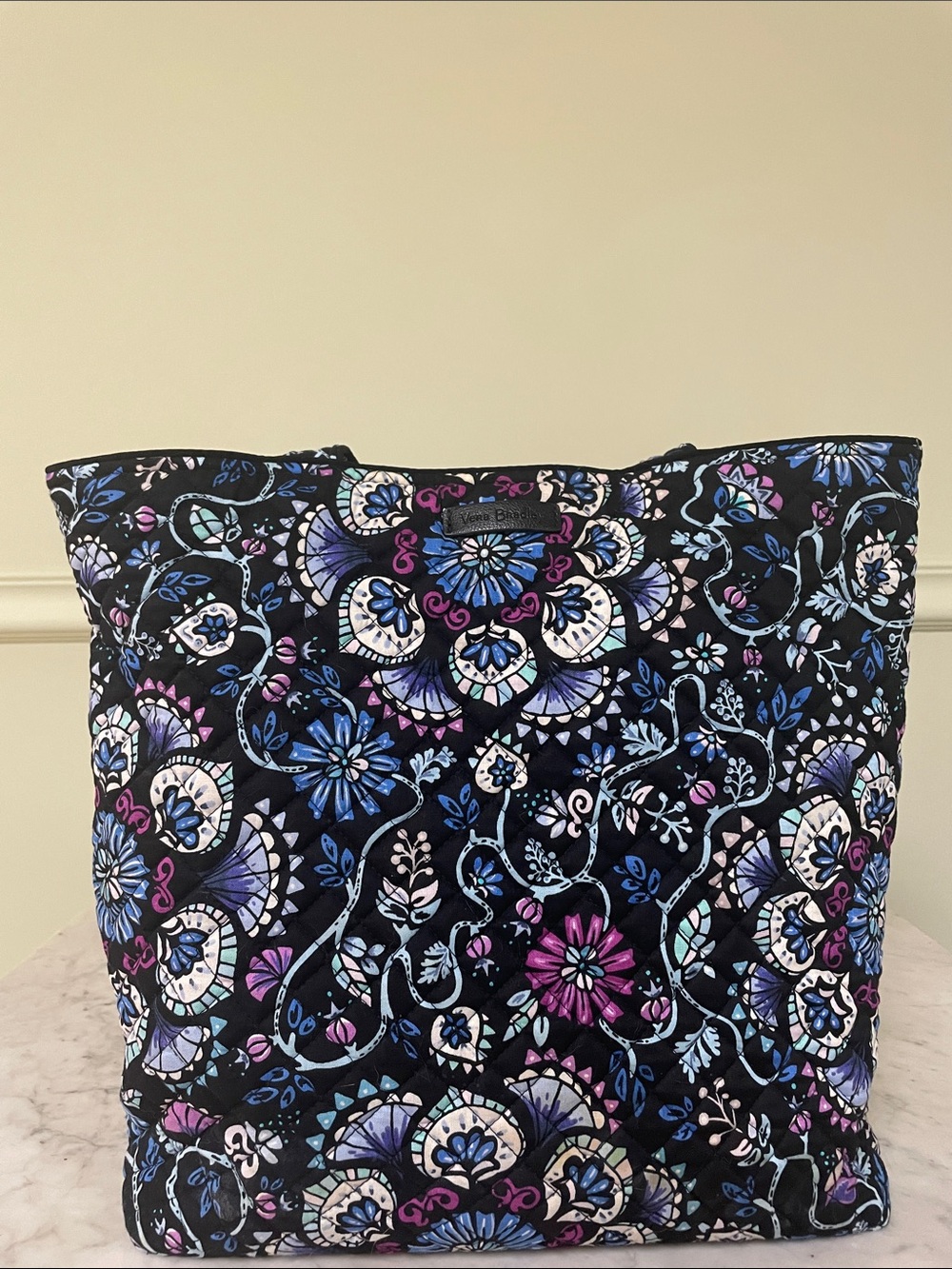 Vera Bradley Black Quilted Floral Tote
